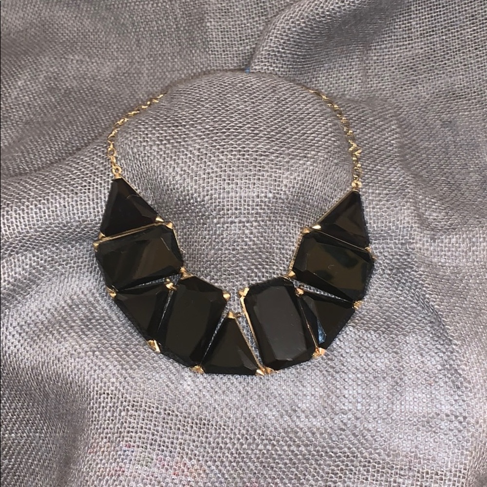 Black Geometric Collar Bib Statement Necklace - image 1